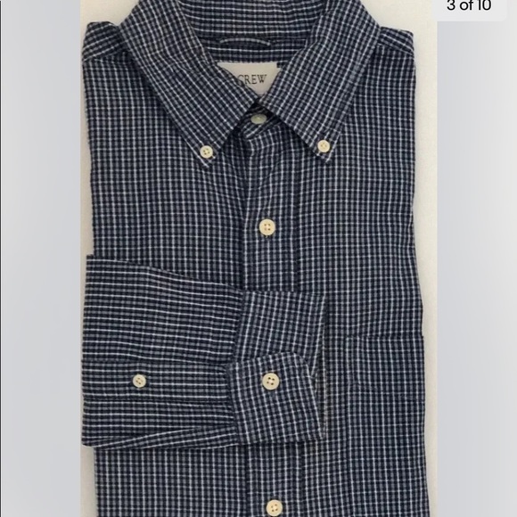 J.Crew Men Dress Shirt Blue White Plaid Small 100% Cotton Long Sleeve - Picture 6 of 9
